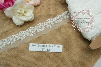 Non Stretch Lace Trim, Embroidery, Soft Gauze (ET.M) - 3cm -1m length